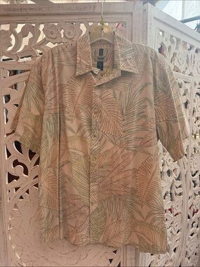 Tori Richard Watercolor Tropical Leaf Hawaiian Shirt Reverse Print Made in USA